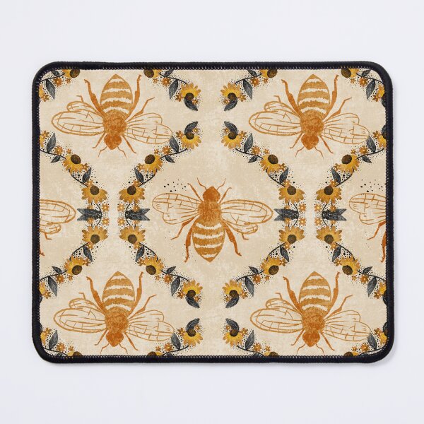 Item preview, Bumble Bee and Flowers in Cream designed and sold by Booneb.