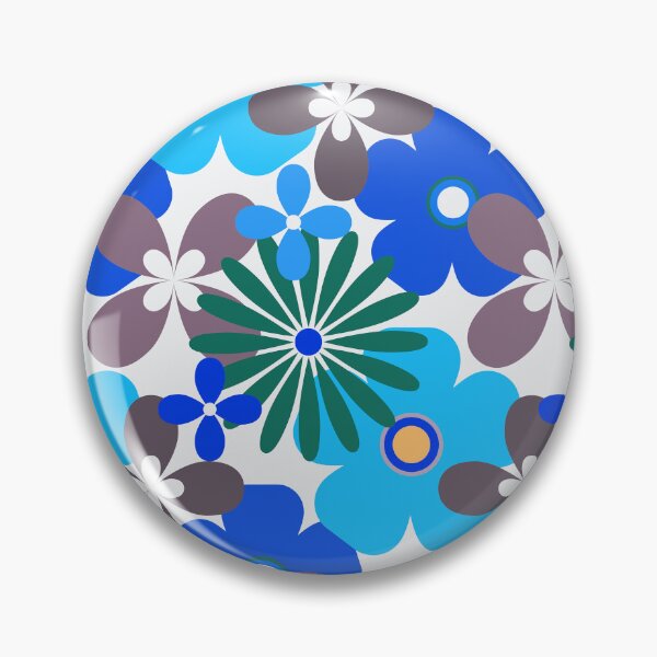 Item preview, Retro Floral Pattern In Blue, Aqua, And White  designed and sold by DEC02.