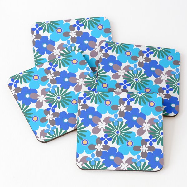 Item preview, Retro Floral Pattern In Blue, Aqua, And White  designed and sold by DEC02.