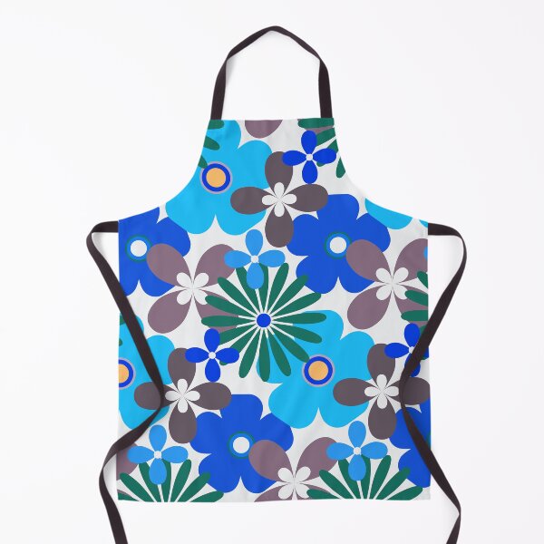 Item preview, Retro Floral Pattern In Blue, Aqua, And White designed and sold by DEC02.