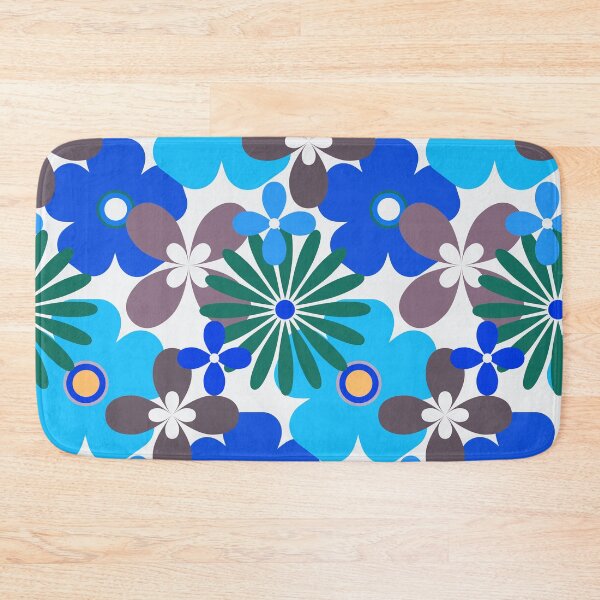 Item preview, Retro Floral Pattern In Blue, Aqua, And White  designed and sold by DEC02.