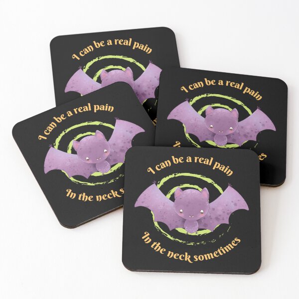 Artikelvorschau, Niedliche Fledermaus für Halloween mit orangefarbenem Text und schwarzem Hintergrund entworfen und verkauft von Printblisshop.