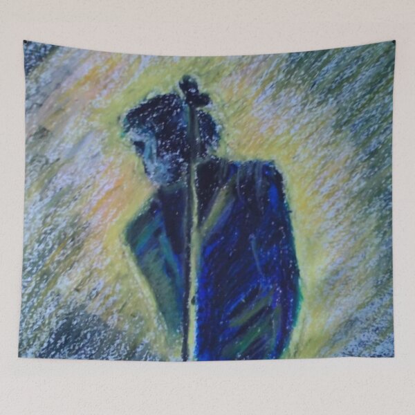 Item preview, Faceless singer rock star and mike stand art designed and sold by WorldOfWendyArt.
