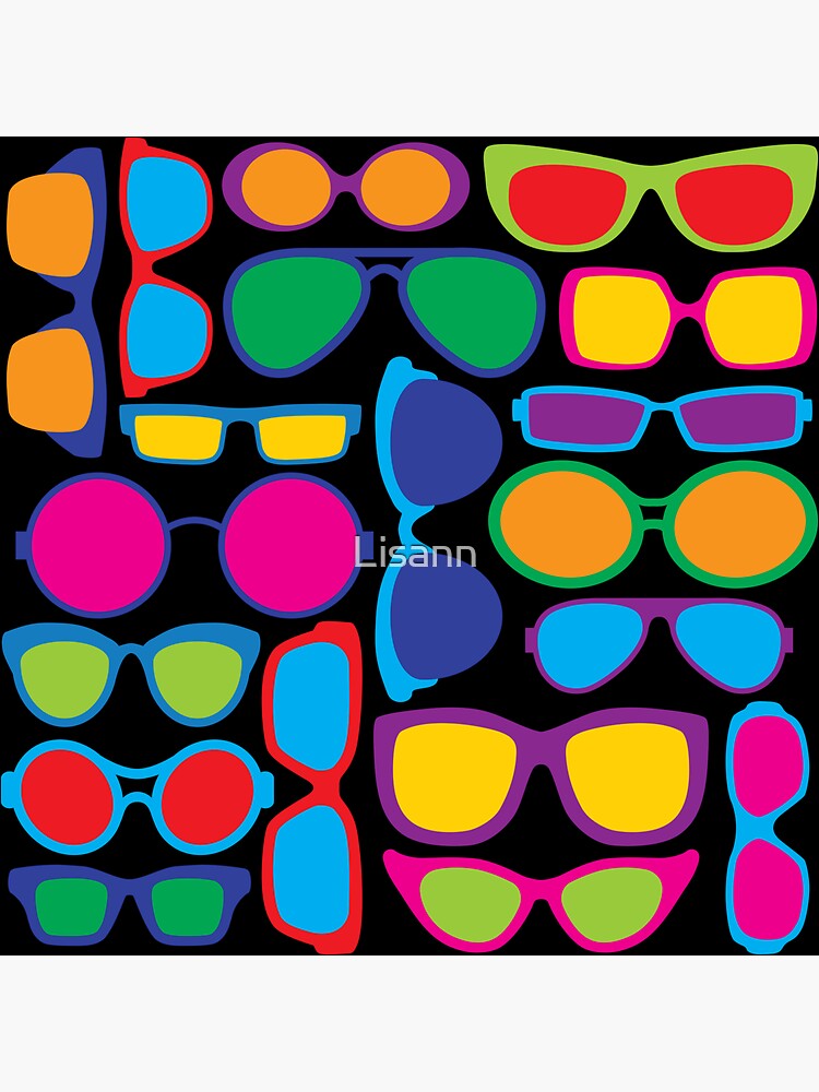 Eyeglasses Pattern With Black Background Sticker For Sale By Lisann Redbubble 