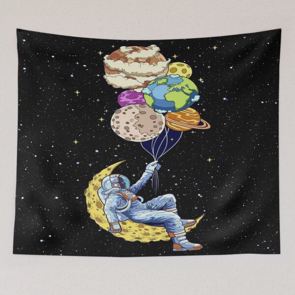 Item preview, space man travel on crescent designed and sold by Plastic1997.