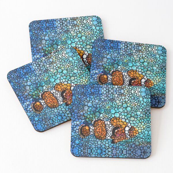 Item preview, Stone Rockd Clown Fish Art Tropical Mosaic designed and sold by Sharon Cummings Art.