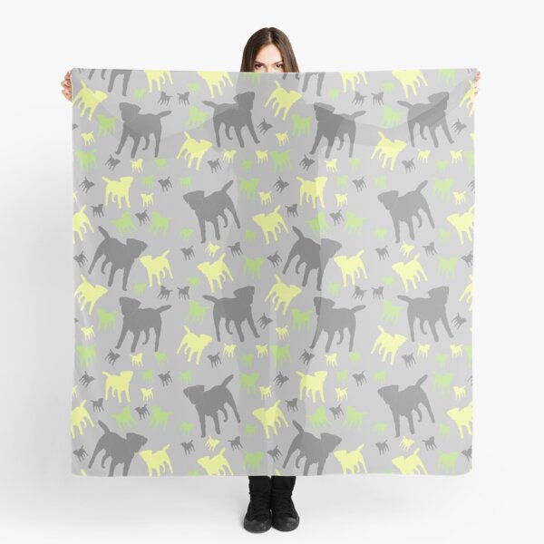 Border Terrier Gifts For Dog Lovers Grey Yellow Green Silhouette Scarf