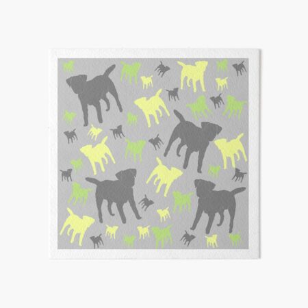 Border Terrier Gifts For Dog Lovers Grey Yellow Green Silhouette Art Board Print
