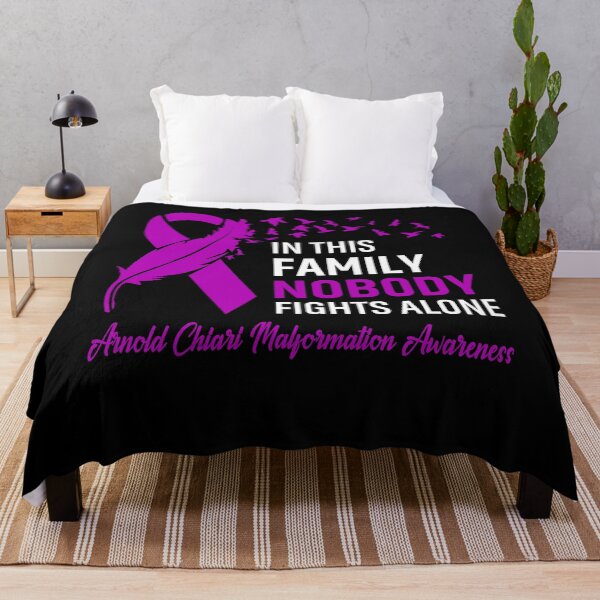 Item preview, In This Family Nobody Fights Alone Arnold Chiari Malformation Awareness Feather Ribbon designed and sold by frechettee.