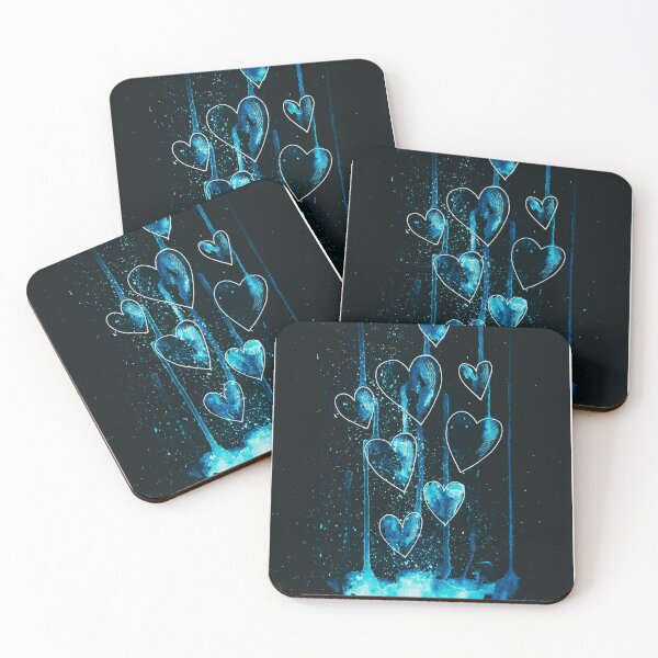 Item preview, Light Falling Blue Neon Hearts designed and sold by Dven-Clothes.