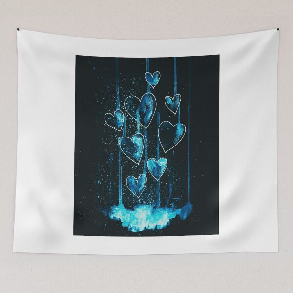 Item preview, Light Falling Blue Neon Hearts designed and sold by Dven-Clothes.