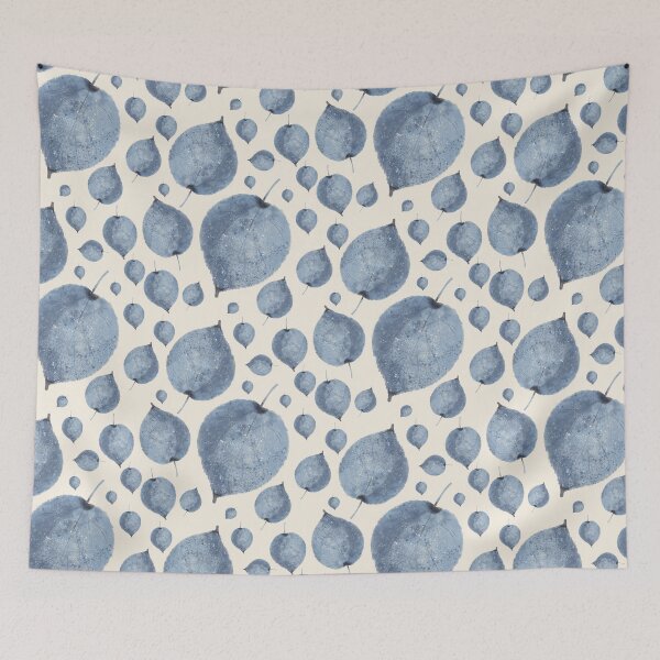 Item preview, Watercolor Dark Navy Leaves on a Light Yellow Background designed and sold by Victoria Riabov.