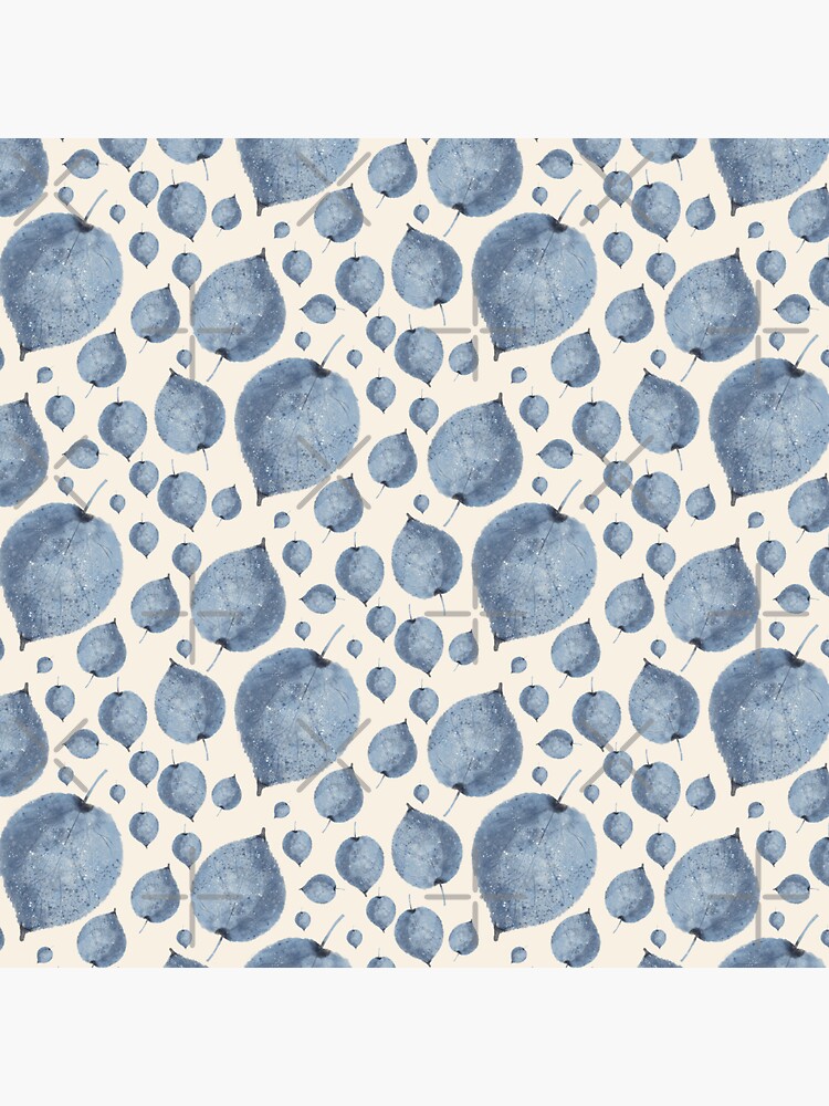 Thumbnail 3 of 3, Sticker, Watercolor Dark Navy Leaves on a Light Yellow Background designed and sold by Victoria Riabov.