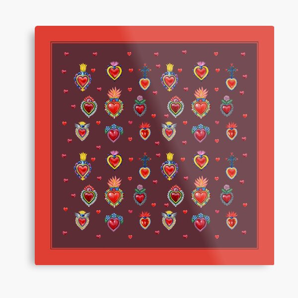Mexican Sacred Hearts Metal Print