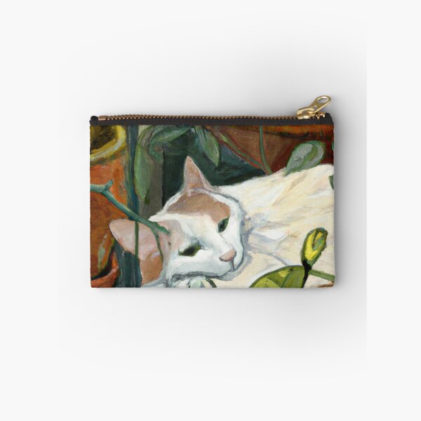 Artikelvorschau, Molly, die Katze, liegt zwischen den Pflanzen (Impressionismus) entworfen und verkauft von thecatandkettle.