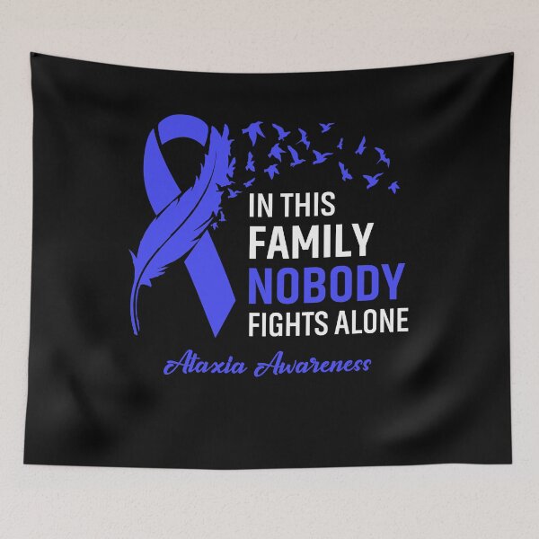 Item preview, In This Family Nobody Fights Alone Ataxia Awareness Feather Ribbon designed and sold by frechettee.