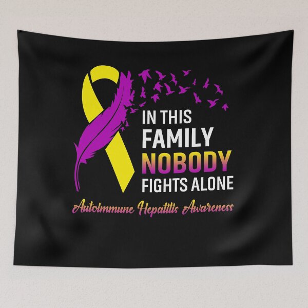 Item preview, In This Family Nobody Fights Alone Autoimmune Hepatitis Awareness Feather Ribbon designed and sold by frechettee.