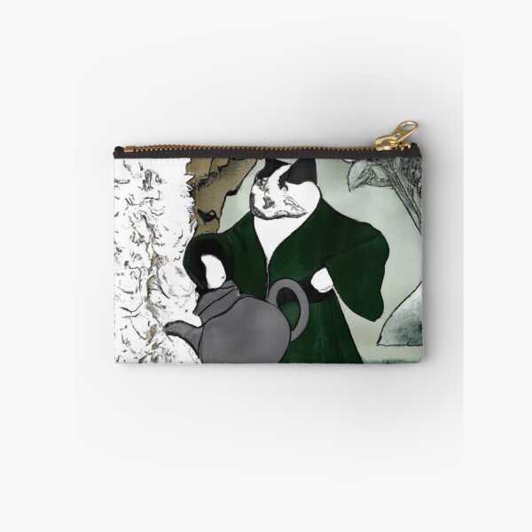 Item preview, Kēki the Cat, Holding a teapot by a waterfall (Sumi-e) designed and sold by thecatandkettle.