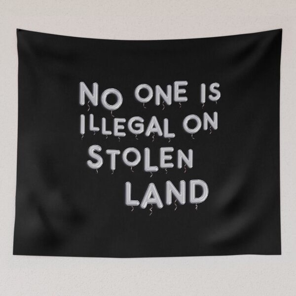 Item preview, silver balloon letters_no one is illegal on stolen land designed and sold by quinnhopp.