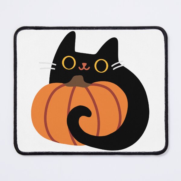 Item preview, Cute Black Cat Smiling and Cuddling a Pumpkin designed and sold by Namitaa.