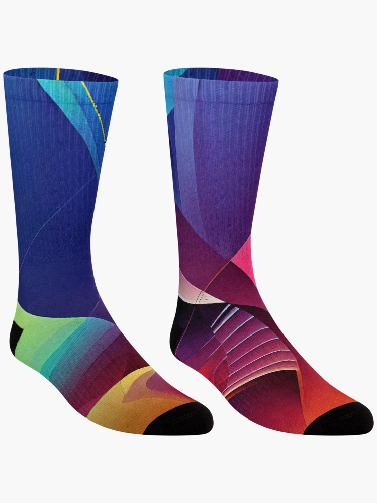 Aperçu 3 sur 5. Chaussettes avec l'œuvre Vibrant Life créée et vendue par ThinkFun! Design.