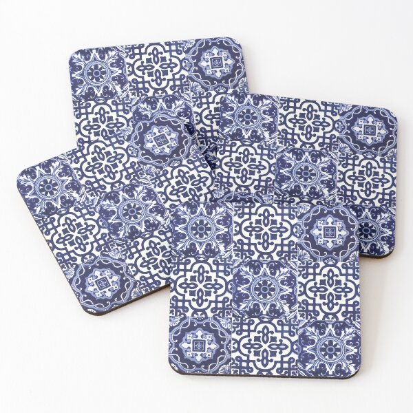 Item preview, Blue mandala mix print mexican talavera tiles modern interior azulejo design designed and sold by T-Mex.