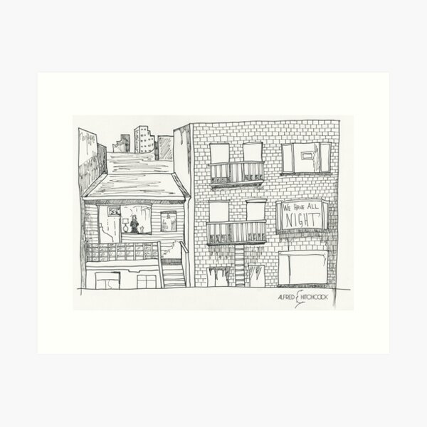 Rear Window - Alfred Hitchcock Line Art Art Print