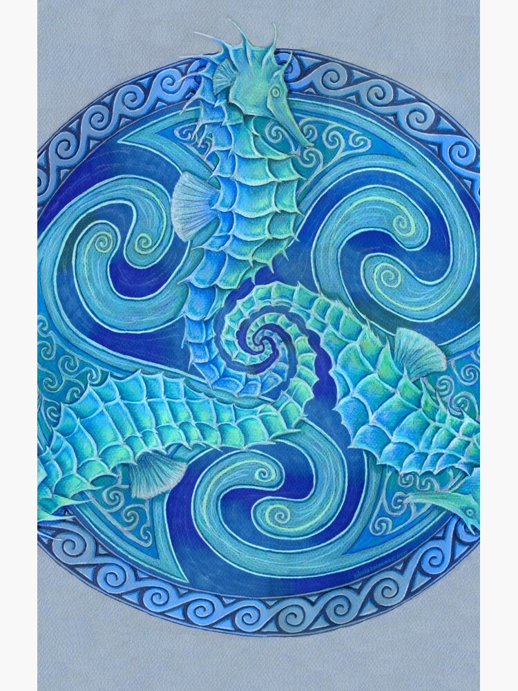 Seahorse Triskele Blue Celtic Mandala by lioncrusher