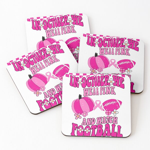 Item preview, in october we wear pink and watch football Groovy Breast Cancer Awareness  designed and sold by melania-shop.