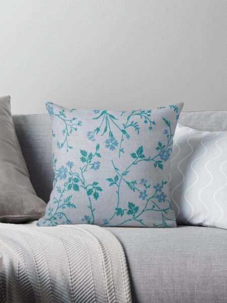 Vista previa del artículo con la obra «Patrón floral azul turquesa», diseñado y vendido por MurphyMorganGifts.