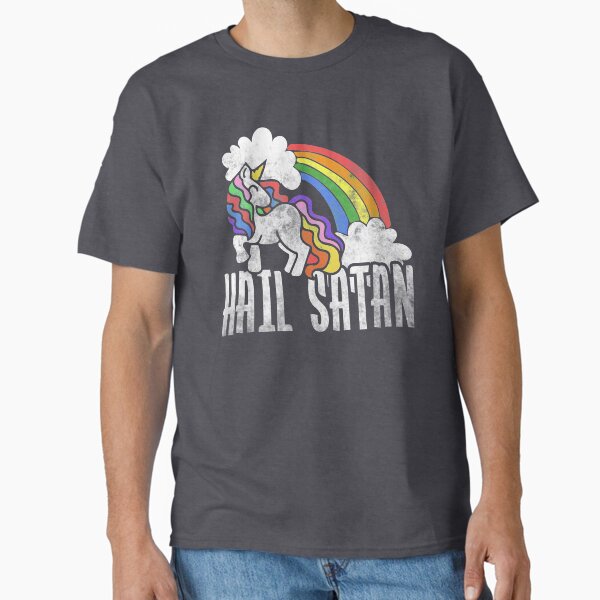 Aperçu de l'œuvre Salut Satan Retro Rainbow Licorne créée et vendue par Boog Monst .