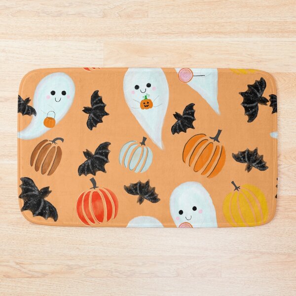 Item preview, Cute Orange Halloween Ghost Pattern designed and sold by semioddfinds.