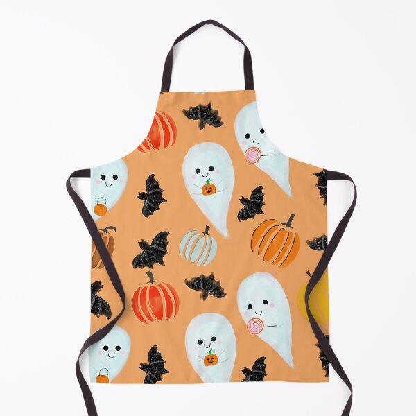 Item preview, Cute Orange Halloween Ghost Pattern designed and sold by semioddfinds.
