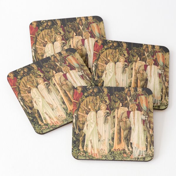 Artikelvorschau, Die Bewaffnung und Abreise der Ritter, einer der Wandteppiche des Heiligen Grals von William Morris. entworfen und verkauft von IlluminatedPage.