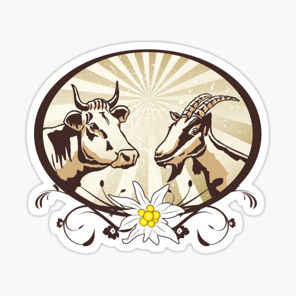 Natural farm, cow and goat Sticker