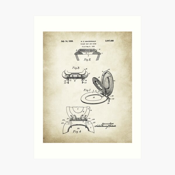 Toilet Seat Patent Poster Art Print