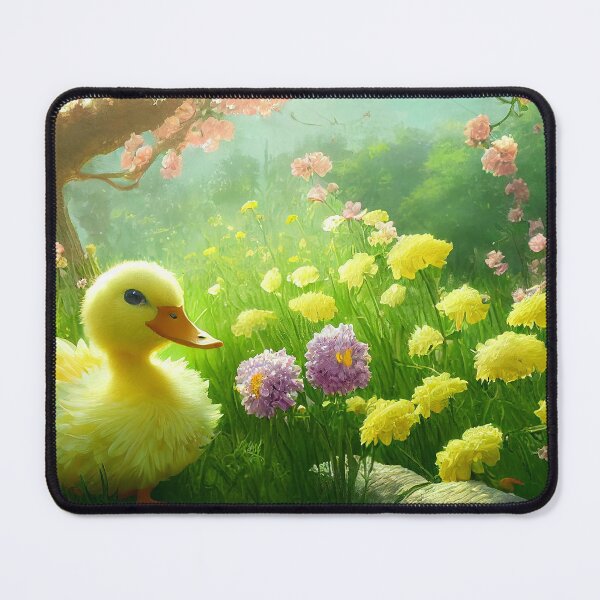 Item preview, Cute Yellow Duck in a field of flowers designed and sold by Moncada Design Co.