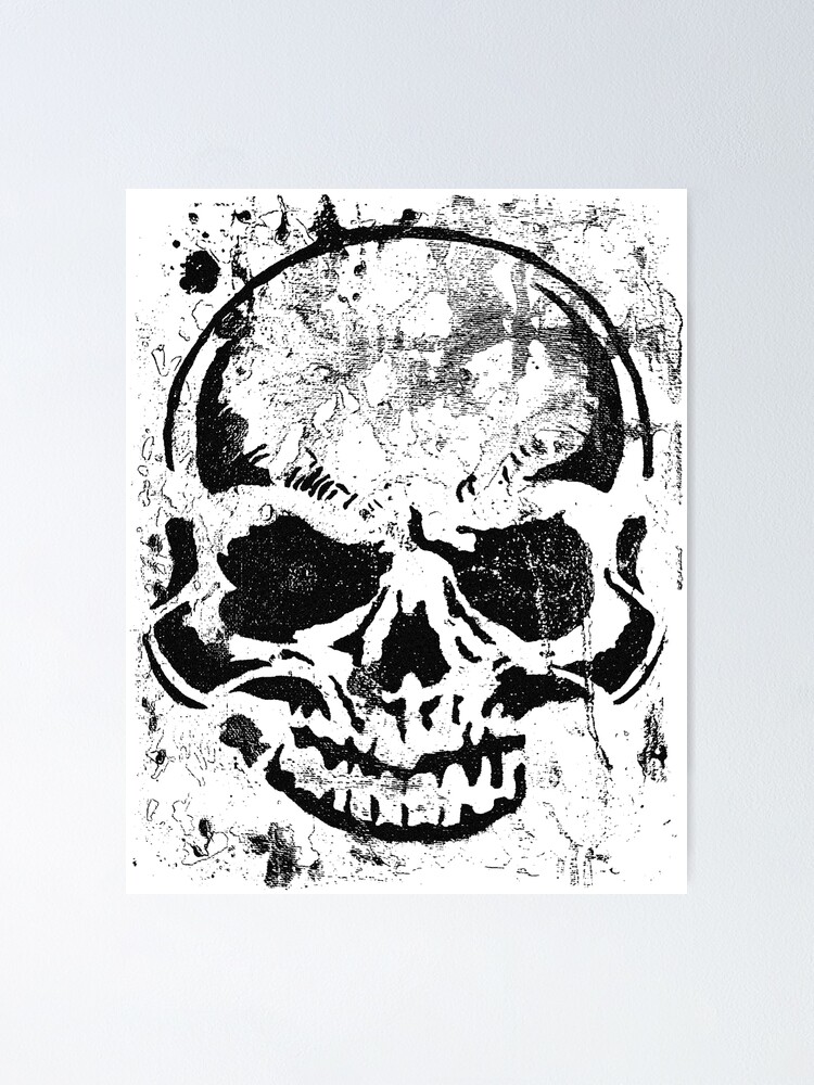 Graffiti Spray Paint Stencil Skull' Photographic Print - lineartestpilot