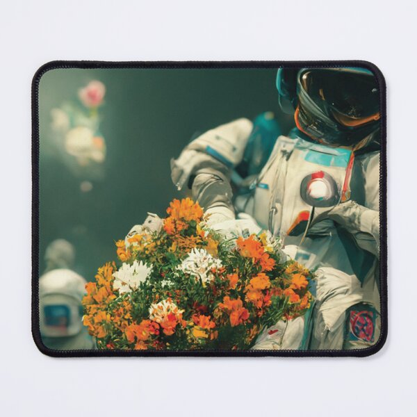 Item preview, astronaut holding a bunch of flowers designed and sold by NdegCreate.