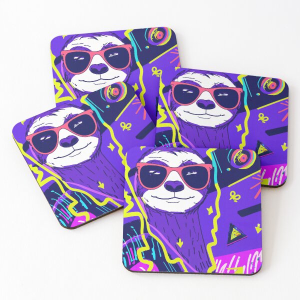 Item preview, Cool sloth with sunglasses on - 80's retro screen print design  designed and sold by ParrotPartyArt.