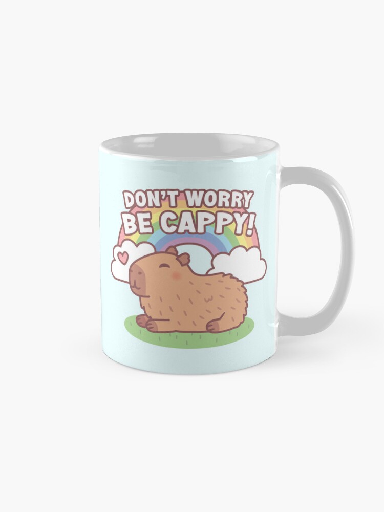 Thumbnail 5 von 6, Kaffeebecher, Niedlicher Capybara und Regenbogen, mach dir keine Sorgen, sei Cappy designt und verkauft von rustydoodle.