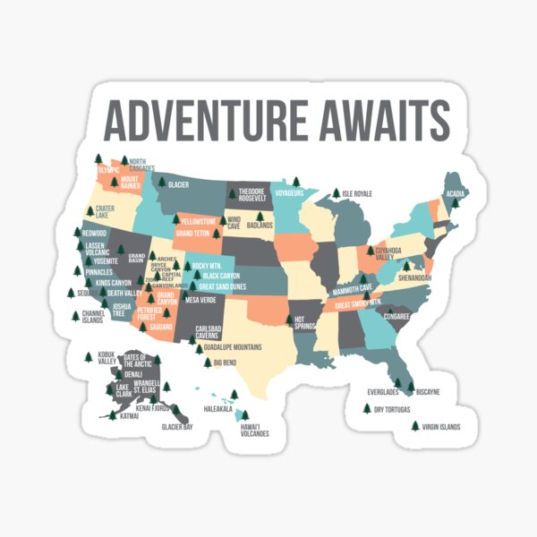 National Parks - Lists all 59 National Parks Sticker