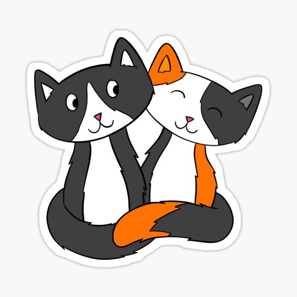 Tuxedo and Calico Cat Best Friends Sticker