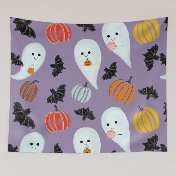 Item preview, Cute Purple Halloween Ghost Pattern designed and sold by semioddfinds.
