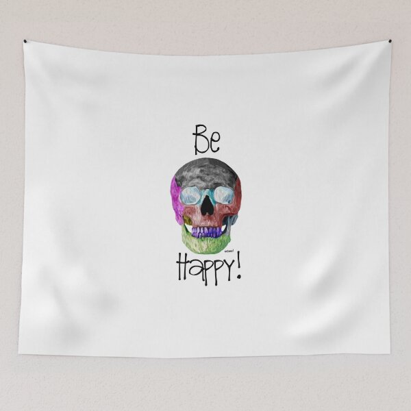 Item preview, Be Happy Skull designed and sold by VILLAGESTORE.
