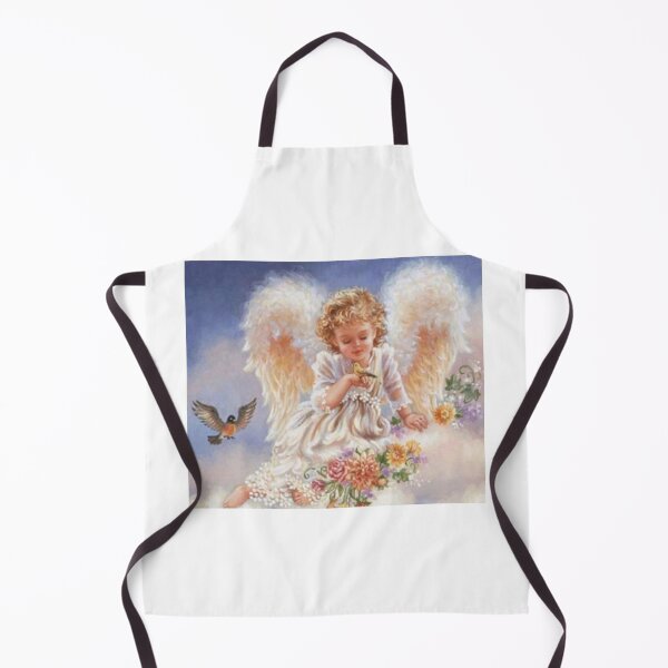 Item preview, Young Girl Angel With Fluffy Wings With Birds and Flowers designed and sold by Rowena Jones.