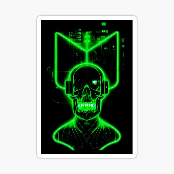 Large Neon Green Skull Window Decal hotsell