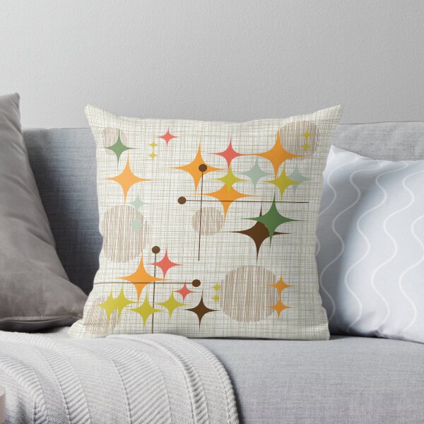 Eames Era Starbursts and Globes 3 (bkgrnd) Throw Pillow