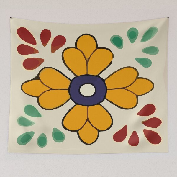 Item preview, Flower yellow cross talavera tile mexican ceramic designed and sold by T-Mex.