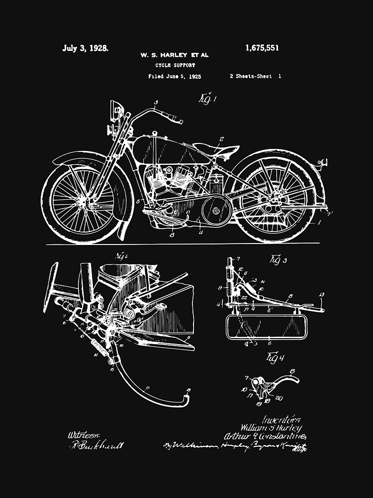Harley Davidson Model JD Patent Poster, Motorcycle Print, Harley Davidson Poster, Motorcycle Art, Blueprint by Goshadron